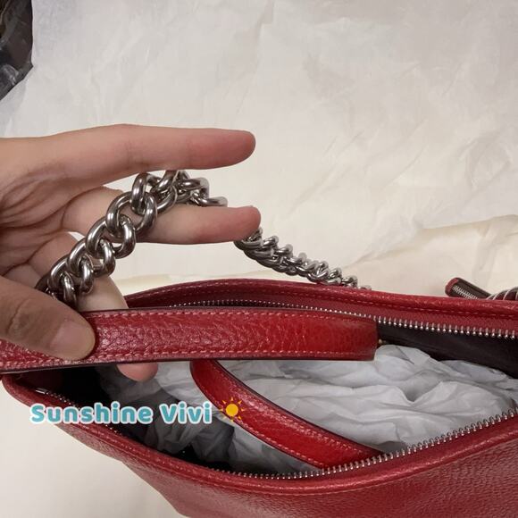 NWT Coach Laurel Shoulder Bag Mirror Charm & Pouch CBI94 Dark Cardinal/Walnut - Picture 3 of 10